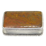 William IV Sterling Silver & Red Agate Snuff Box Antique 1836 Birmingham