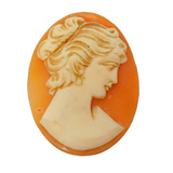 Carved Shell Cameo Lady in Profile Plaque Vintage c1970