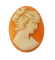 Carved Shell Cameo Lady in Profile Plaque Vintage c1970