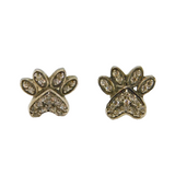 Pair of Sterling Silver Spinel Dog Paw Stud Earrings Vintage c1970