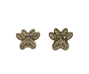 Pair of Sterling Silver Spinel Dog Paw Stud Earrings Vintage c1970