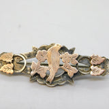 Victorian Sterling Silver & Gold Swallow Bird Sweetheart Brooch Antique c1890s