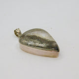 Sterling Silver Crystal Quartz With Black Inclusion Pendant Vintage c1970s