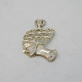 Egyptian Sterling Silver Nefertiti Pendant Vintage c1970s