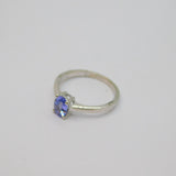 Sterling Silver Oval Tanzanite Solitaire Dress Ring Vintage c1970 Size N 1/2