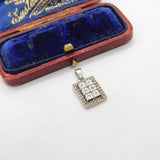 Modernist Sterling Silver Six Illusion Set Diamond Drop Pendant Vintage c1990