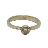 Sterling Silver White Topaz Solitaire Dress Ring Modern c1990 Size R
