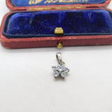 Sterling Silver Blue Topaz Flower Charm Pendant Vintage c1970