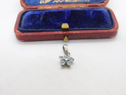 Sterling Silver Blue Topaz Flower Charm Pendant Vintage c1970
