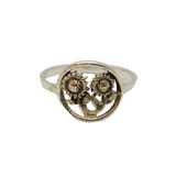 Sterling Silver Two Encircled Sunflowers Dress Ring Vintage c1970 Size N