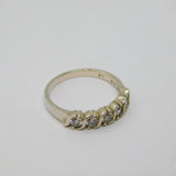 Sterling Silver 5 Stone CZ Half Eternity Band Ring Vintage c1970 Size N