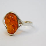 Sterling Silver Baltic Amber & Silver Swirl Dress Ring Vintage c1970 Size M 1/2