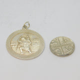 Sterling Silver St Christopher With Tree Scene Travel Pendant Vintage c1970