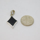 Sterling Silver Black Onyx Charm Pendant Contemporary c1990s