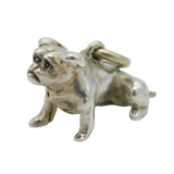 Edwardian Cast Sterling Silver Bulldog Fob Pendant Antique 1910 London