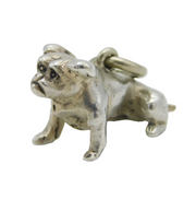 Edwardian Cast Sterling Silver Bulldog Fob Pendant Antique 1910 London