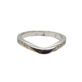 Sterling Silver Spinel Set Curved Minimalist Band Dress Ring Modern c1990 Size N