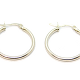 Pair of Sterling Silver Round Hoop Huggy Earrings Contemporary c2000