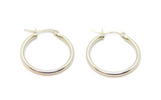 Pair of Sterling Silver Round Hoop Huggy Earrings Contemporary c2000