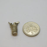 Sterling Silver Golf Bag With Clubs Charm Pendant Vintage c1970