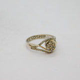 Sterling Silver Multi-Stone CZ "Friendship" Band Ring Modern c1990 Size M 1/2
