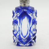 Victorian Sterling Silver & Blue Cut Glass Scent Bottle Antique c1880s