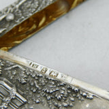 Edwardian Sterling Silver Regency Scene Card Case Antique 1904 Birmingham