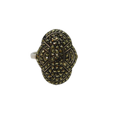 Sterling Silver Art Deco Marcasite Set Dress Ring Antique c1930 Size N