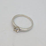 Sterling Silver White Sapphire Engagement Band Ring Vintage c1990 Size N 1/2