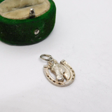 Sterling Silver Horseshoe & Horse Head Charm Pendant Vintage c1970