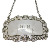 Sterling Silver Floral Gin Decanter Label Vintage 1983 Birmingham
