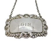 Sterling Silver Floral Gin Decanter Label Vintage 1983 Birmingham