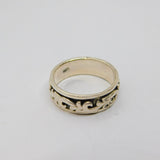 Sterling Silver Relief Pattern Studio Band Ring Vintage c1970 Size Q 1/2