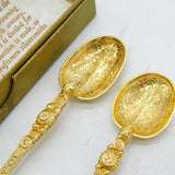 Boxed Pair of Sterling Silver Gilt George VI Anointing Spoons Antique London