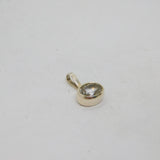 Sterling Silver Oval White Topaz Simplistic Drop Charm Pendant Vintage c1970