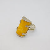 Sterling Silver Butterscotch Baltic Amber Studio Band Ring Modern c1990 Size P