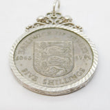 Sterling Silver Mounted Bailiwick of Jersey Five Shillings Medallion Pendant