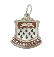 Sterling Silver Enamel Chichester Charm Pendant Vintage c1970
