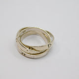 Sterling Silver Triple Band Heart Stamped Wedding Ring Vintage c1970 Size K