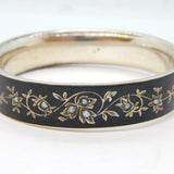 19th Century German Sterling Silver & Black Enamel Mourning Bangle Antique