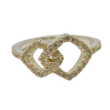 Sterling Silver White Topaz Interlinked Shapes Dress Ring Vintage c1990 Size K