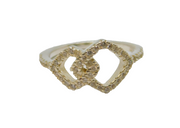 Sterling Silver White Topaz Interlinked Shapes Dress Ring Vintage c1990 Size K