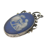 Victorian Sterling Silver Mounted Wedgwood Jasperware Pendant Antique c1840s