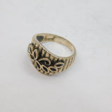 Sterling Silver Leaf Pattern Textured Wavy Band Studio Ring Vintage c1970 Size O