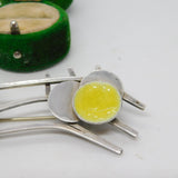 Studio Jewellert Sterling Silver Yellow Enamel Statement Brooch Vintage c1990