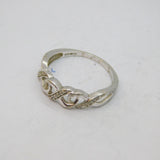 Sterling Silver Diamond Infinity Pattern Dress Band Ring Vintage c1990 Size P