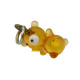 Sterling Silver Amber Teddy Bear Charm Pendant Vintage c1970