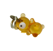 Sterling Silver Amber Teddy Bear Charm Pendant Vintage c1970