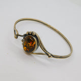 Sterling Silver Baltic Amber Boho Style Studio Bangle Bracelet Vintage c1970s