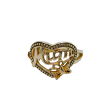 Sterling Silver Heart & Butterfly "Mum" Dress Ring Vintage c1970 Size M